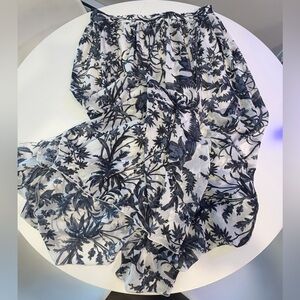 H&M Lined Skirt ~ Navy Botanical Print